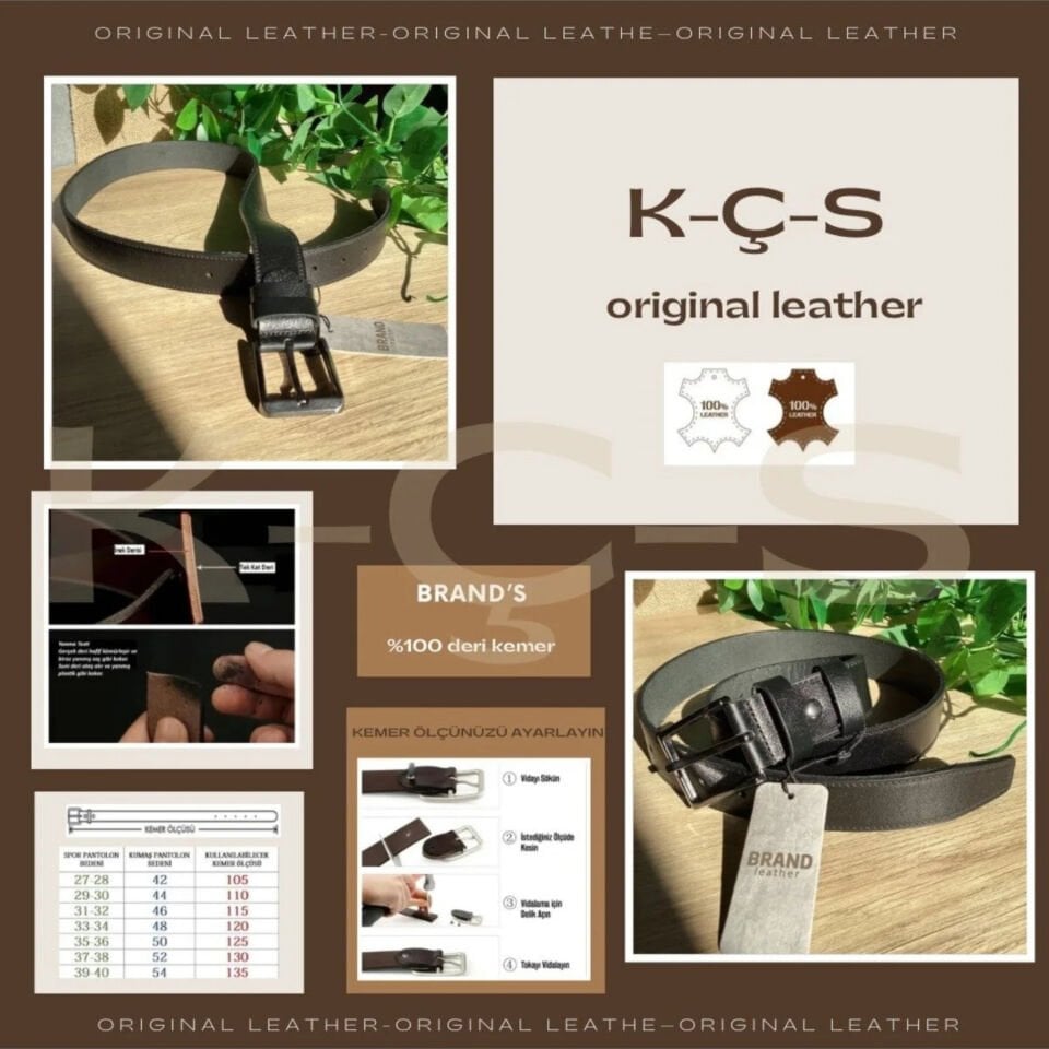 %100 Hakiki Deri Kemer 3.5 CM Kot Spor