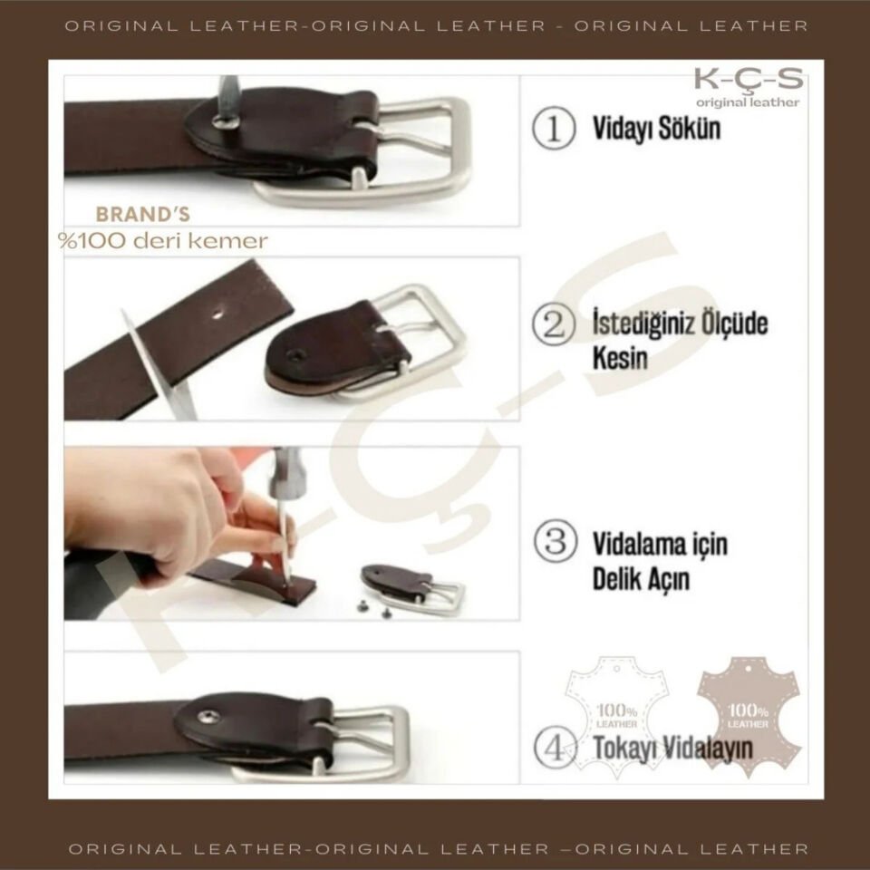 %100 Hakiki Deri Kemer 3.5 CM Kot Spor